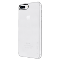 Szare etui Incipio DualPro na iPhone 7 Plus, widok na tylny panel z wycięciem na podwójny aparat oraz wytłoczonym logo marki w dolnym rogu obudowy.
