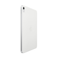 Białe etui Apple Smart Folio do iPada 10. generacji, widok z profilu na tylną część obudowy z wycięciem na aparat i wytłoczonym logo Apple na środku.