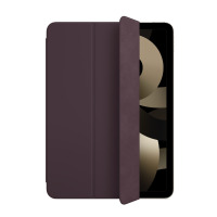 Etui Apple Smart Folio w kolorze ciemnej wiśni do iPada Air 4 i 5, ukazane w pozycji otwartej z widocznym ekranem tabletu z abstrakcyjną grafiką.