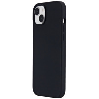 Czarne etui eSTUFF INFINITE ROME z MagSafe do iPhone 15 Plus, ukazujące wycięcie na wyspę aparatów oraz boczne przyciski funkcyjne w widoku z profilu.