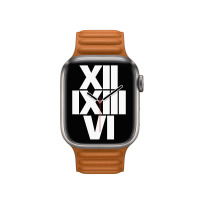 Pasek do Apple Watch 45mm z karbowanej skóry M/L - złocisty brąz