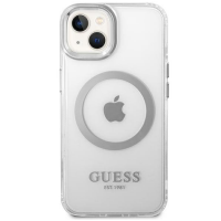 Etui do iPhone 14 Guess Outline Silver MagSafe - przezroczyste