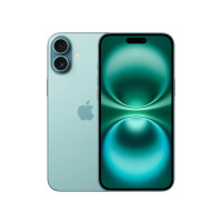 Apple iPhone 16 Plus w kolorze berylowa zieleń, prezentujący tył obudowy z pionowym układem dwóch obiektywów aparatu oraz przód z wyświetlaczem i Dynamic