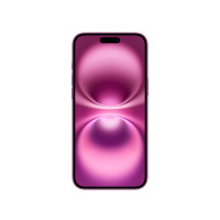 Apple iPhone 16 Plus w kolorze różowym, widok frontowy na wyświetlacz z charakterystycznym wycięciem Dynamic Island oraz abstrakcyjną tapetą.