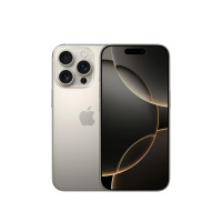 Apple iPhone 16 Pro w kolorze tytan naturalny, ukazujący jednocześnie tył z potrójnym aparatem oraz przód z wyświetlaczem i charakterystycznym wycięciem.