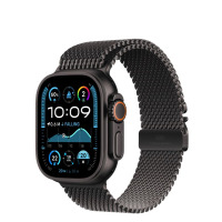 Apple Watch Ultra 2 49mm + Cellular tytan czarny z branzoletą mediolańską z tytanu w kolorze czarnym - Medium