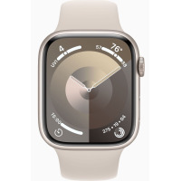 Apple Watch S9 45mm aluminium w kolorze księżycowej poświaty z paskiem sportowym w kolorze księżycowej poświaty - S/M