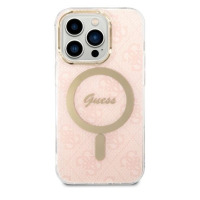 Etui do iPhone 14 Pro Max Magsafe i ładowarka Magsafe Guess Charger 4G Gold Pink 