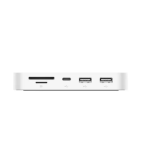 Biała przejściówka Belkin 6w1 z widocznymi portami: czytnikiem kart SD i microSD, złączem USB-C oraz dwoma portami USB-A na przednim panelu urządzenia.