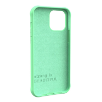 Miętowe etui UAG Dot do iPhone 13 Pro Max z widocznym wnętrzem, wytłoczonym napisem strong is BEAUTIFUL oraz precyzyjnymi wycięciami na aparat i porty.