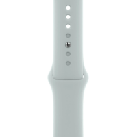 Silikonowy pasek Apple do zegarka Apple Watch w kolorze Succulent, widok na perforowaną część z metalowym zapięciem typu pin w kolorze srebrnym.