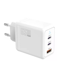 Ładowarka sieciowa TB 66W GaN 2x USB C + USB A Power Delivery - biała