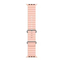 Różowy silikonowy pasek Jinya do Apple Watch 44-49mm w kolorze Vintage Rose, z charakterystyczną prążkowaną fakturą oraz dwiema metalowymi szlufkami.