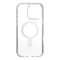 Przezroczyste etui Speck Presidio2 Grip ClickLock z wbudowanym pierścieniem MagSafe do iPhone 16 Pro Max, widok na plecki z wycięciem na wyspę aparatów.
