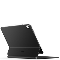 Czarne etui Tech-Protect Smartcase Magnetic z klawiaturą do iPad 11 2025 oraz 10,9 10 gen. 2022, widok na tył tabletu z wyspą aparatu i rysikiem.