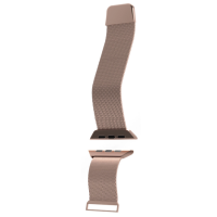 Pasek do Apple Watch Puro Milanese w kolorze różowego złota, składający się z dwóch części z widocznymi złączami montażowymi oraz metalową plecionką.