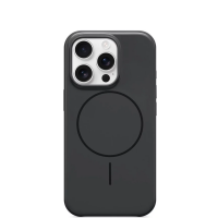 Czarne etui Beats z MagSafe do iPhone 16 Pro, widok na plecki z charakterystycznym okręgiem magnetycznym, pionową linią oraz wycięciem na potrójny aparat.