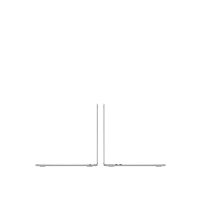 Srebrny Apple MacBook Air 15 M4 w widoku z profilu, ukazujący złącze słuchawkowe po lewej stronie oraz dwa porty USB-C po prawej stronie obudowy.