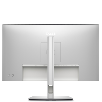 Widok z tyłu srebrnego monitora Dell U2725QE 27 cali 4K z logotypem Dell na środku, pionową podstawą oraz panelem z licznymi portami wejścia i wyjścia.