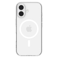 Przezroczyste etui Spigen Liquid Crystal MagSafe do iPhone 17 z widocznym białym pierścieniem magnetycznym na pleckach oraz wycięciem na wyspę aparatów.