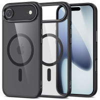 Etui Tech-Protect MagMat MagSafe do iPhone Air w kolorze czarnym z przezroczystymi pleckami, prezentowane w trzech ujęciach z widocznym logo producenta.
