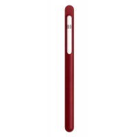 Czerwone etui Apple Pencil Case w odcieniu czerwieni, zaprojektowane dla rysika Apple Pencil, ukazujące urządzenie wewnątrz ochronnego pokrowca.