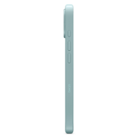 Boczny profil etui Beats MagSafe w kolorze niebieska fala do iPhone 16 Pro z widocznymi przyciskami funkcyjnymi oraz nadrukowanym logo marki na krawędzi.