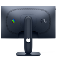 Monitor gamingowy Dell AW2525HM w kolorze ciemnoszarym, widok na tylną obudowę z charakterystycznym podświetlanym logo obcego oraz ergonomiczną podstawą.