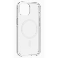 Przezroczyste etui ochronne PURO D3O Impact do iPhone 15 Pro Max z widocznym okręgiem magnetycznym MagSafe na pleckach oraz wycięciem na wyspę aparatów.