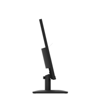 Czarny monitor Lenovo TV S27-4e 27 cali IPS FHD, widok z profilu prezentujący smukłą konstrukcję ekranu oraz regulowaną podstawę z uchwytem na kable.