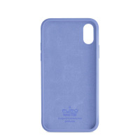 Jasnoniebieskie etui Puro ICON Cover do iPhone Xs Max, widok na wnętrze pokrowca z wytłoczonym logo marki oraz napisem Designed in Modena-Italy.