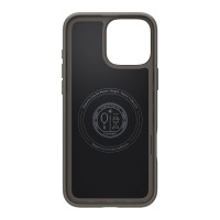 Czarne etui Spigen Thin Fit MagSafe do iPhone 16 Pro, widok na wnętrze z okrągłym pierścieniem magnetycznym, logotypem marki oraz napisem Aliquid Tibi Vis.
