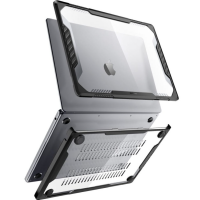 Czarne etui Supcase Unicorn Beetle do MacBook Air 15 2023, ukazujące dwuczęściową konstrukcję ochronną z przezroczystym panelem na obudowę laptopa Apple.