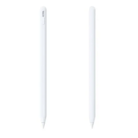 Biały rysik JCPAL AccuPen Duo Magnetic Stylus do iPada z widocznym logo producenta na obudowie oraz magnetycznym płaskim bokiem, ujęcie z dwóch stron.