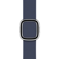 Pasek 41 mm z nowoczesną klamrą Apple do zegarka Apple Watch w kolorze północnego błękitu, widoczny od frontu z charakterystycznym srebrnym zapięciem.