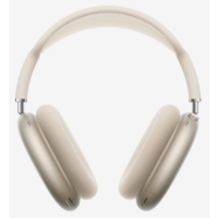Słuchawki bezprzewodowe Apple AirPods Max w kolorze księżycowa poświata, widok od przodu z widoczną koroną Digital Crown oraz siatkowym pałąkiem.