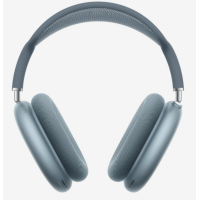Niebieskie słuchawki bezprzewodowe Apple AirPods Max 2, widok od przodu z wyraźnie zaznaczonym pałąkiem, nausznikami z siatki oraz pokrętłem Digital Crown.