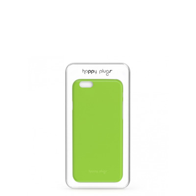 Zielone etui Happy Plugs Ultra Thin do iPhone 6/6s w przezroczystym opakowaniu z widocznym logo marki na górze oraz na dolnej części pokrowca.