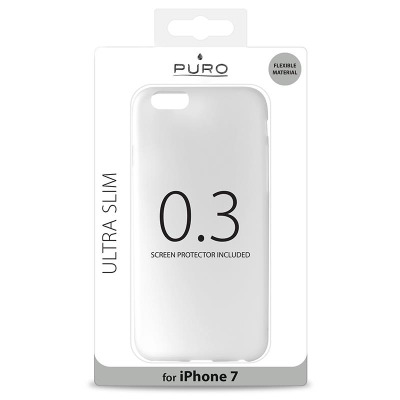 Etui do iPhone 7/8/SE 2020 PURO Ultra Slim 0.3 Cover + folia - półprzeźroczyste