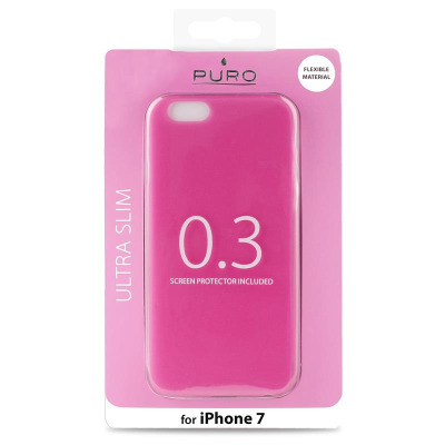 Etui do iPhone 7/8/SE 2020 PURO Ultra Slim 0.3 Cover + folia - różowe