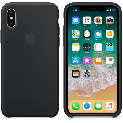 Apple Silicone Case - Silikonowe etui iPhone X (czarny)