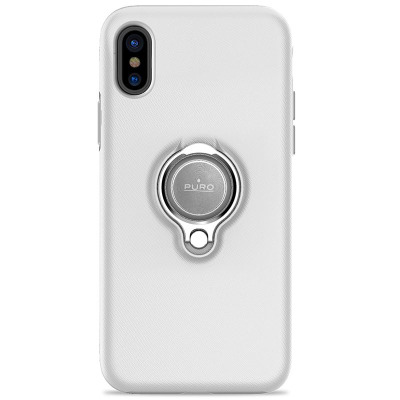 Etui iPhone X PURO Magnet Ring Cover - białe 