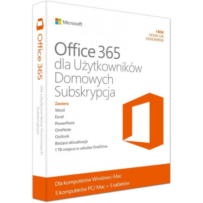 Office 365 Home Premium - 5 komputerów PC lub Mac, 1 rok