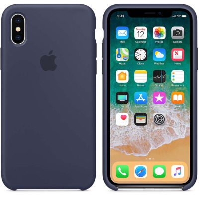 Apple Silicone Case - Silikonowe etui iPhone X (Nocny błękit)