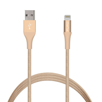 PURO Braided Cable - Kabel MFi z Lightning + klips + Aluminum Connector 1m (Gold)