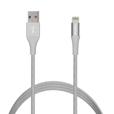 PURO Braided Cable - Kabel MFi z Lightning + klips + Aluminum Connector 1m (Silver)