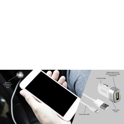 Ładowarka samochodowa PURO Mini Car Fast Charger + kabel - biała