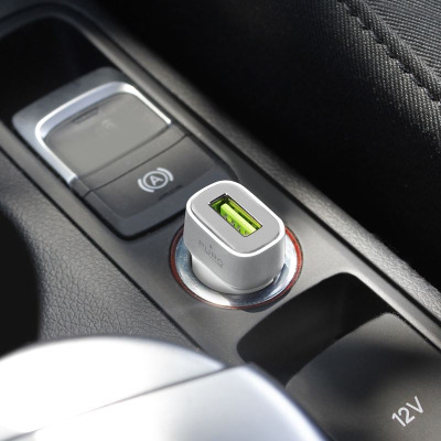 Ładowarka samochodowa PURO Mini Car Fast Charger + kabel - biała