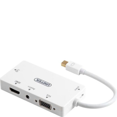 Przejściówka z miniDisplayPort na HDMI/DVI/VGA/Audio (3.5mm Jack) Unitek - biała
