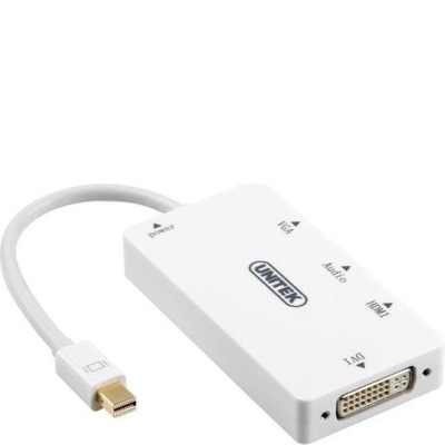 Przejściówka z miniDisplayPort na HDMI/DVI/VGA/Audio (3.5mm Jack) Unitek - biała